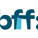 „bff: FRAUEN GEGEN GEWALT E.V.“-Logo in bordeauxfarbenen Buchstaben und zwei blauen Punkten, in einem weißen Kreis.