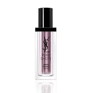 YSL Beauty Pure Shots Youth Reload Serum, 30 ml, in einer violett getonten Glasflasche mit schwarzem Pumpkopf, gespiegelt auf Weiß.