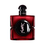 Black Opium Over Red Flakon in tiefrotem Lack mit schwarzem Zentrum und YSL-Logo.