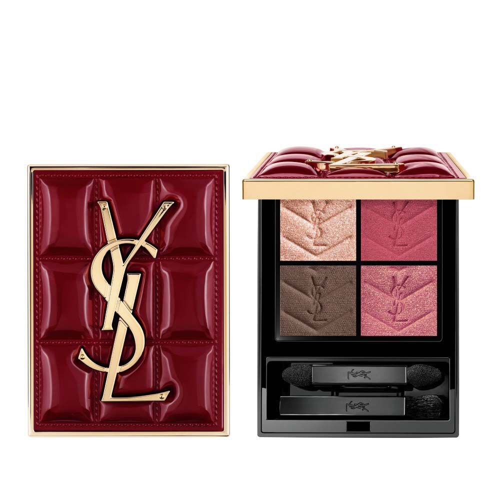 YSL Couture Mini Clutch Collector-Edition-Palette mit quilteter Bordeaux-Hulle und vier Lidschatten-Nuancen